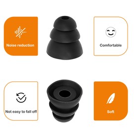 uxcell 10 Pcs Soft Silicone Earbuds, 3 Flange Noise Cancelling Triple Flange Ear Cushion Earpads, Replacement Earbud Tips Fit 4mm-5mm Earplugs for in-Ear Earphones, Black