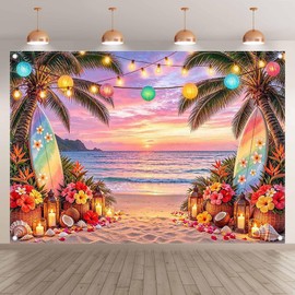YCUCUEI 7x5ft Fabric Summer Hawaiian Beach Sunset Photography Backdrop