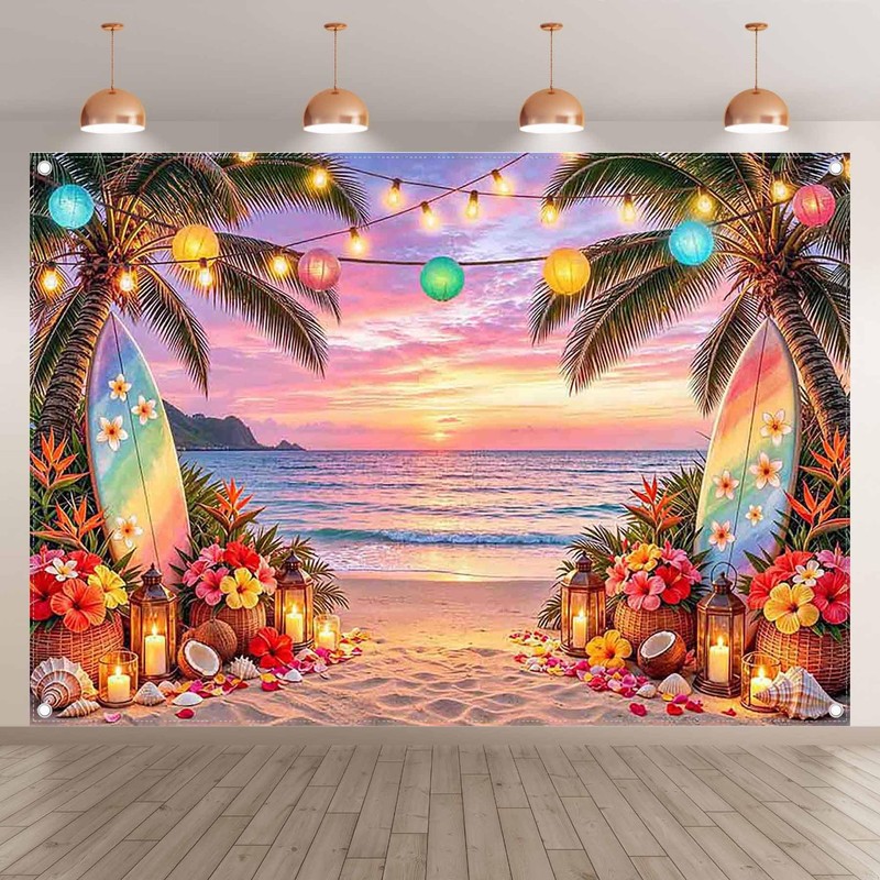 YCUCUEI 7x5ft Fabric Summer Hawaiian Beach Sunset Photography Backdrop
