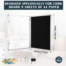 Ctosree Enclosed Bulletin Board Case Lockable Cork Notice Board Waterproof Board Aluminum Framed Bulletin Boards Cabinet with Mounting Screws for School Class Office Wall 36x28 inch (Black)