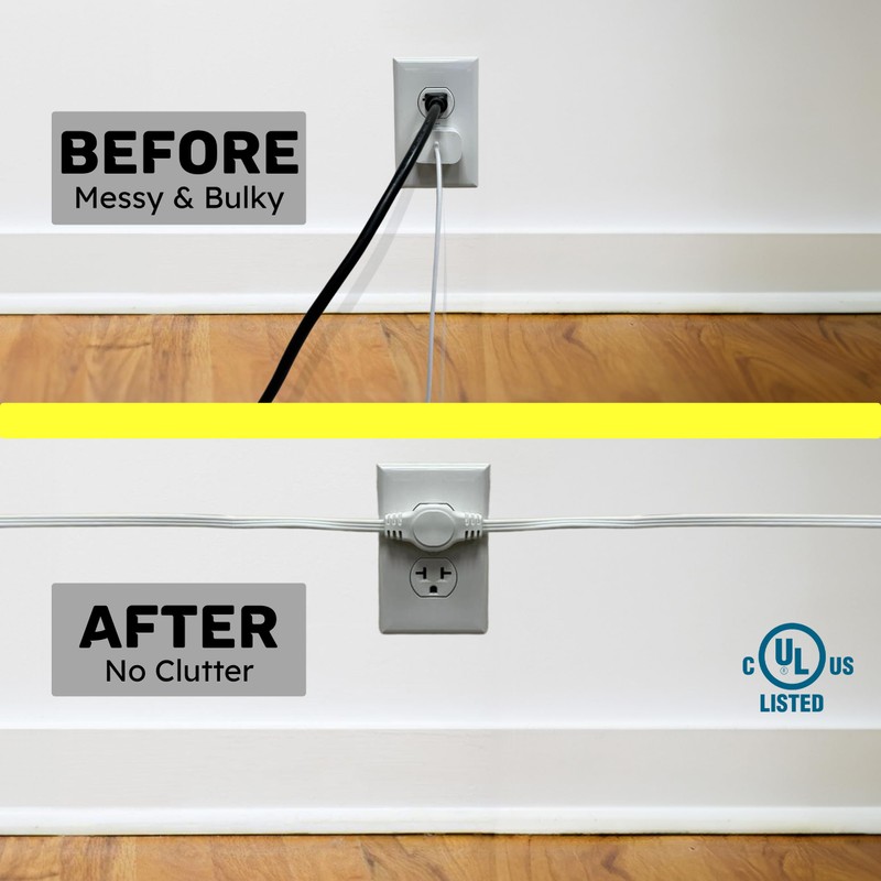 W4W Twin Extension Cord Power Strip - 3 Prong -