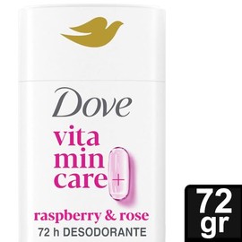 Dove Vitamincare+ Desodorante Libre de Aluminio Stick Raspberry & Rose para 72H Protección Contra El Olor Desodorante Transpirable para Mujeres 2.6 Oz
