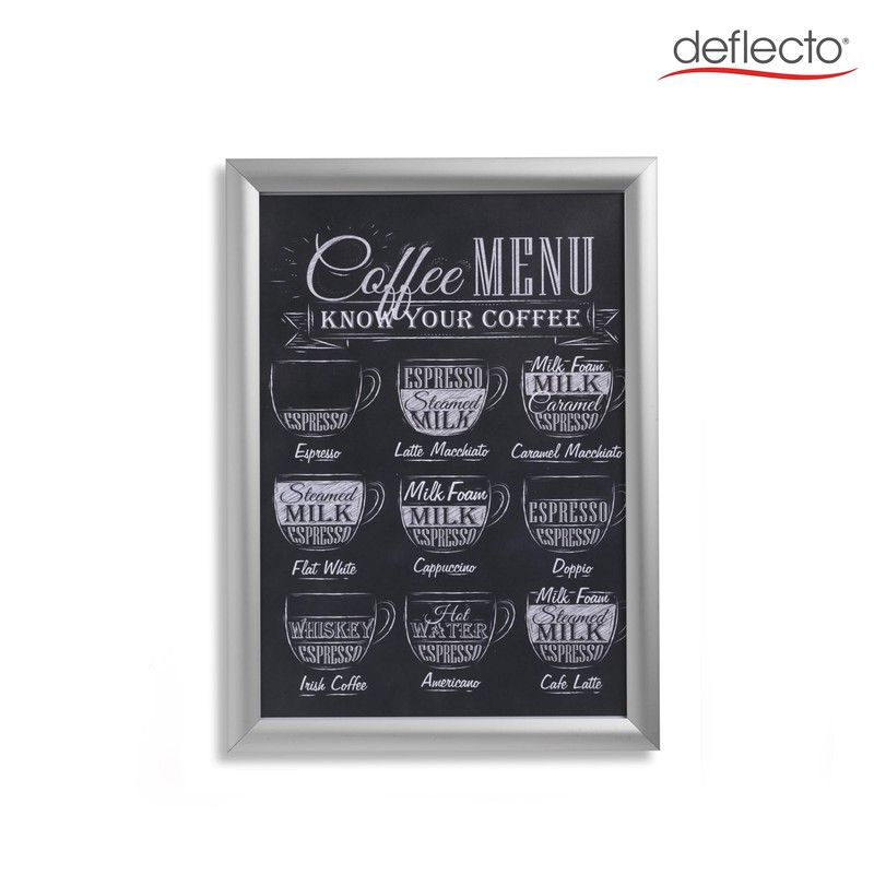 Deflecto A4 Snap Frame Silver - Aluminium Clip Frame for