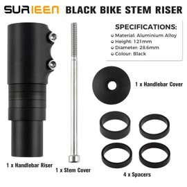 SURIEEN Bicycle Stem Height Adapter 1 1/8 Inch (28.6 mm), 115 180 210 mm Aluminium Handlebar Riser Bicycle, Bicycle Fork Stem Extender, Ahead Stem Adapter for Cycling, MTB, Road Bike, Mountain Bike