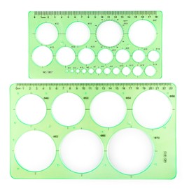 Ymapinc 2Pcs Circle Template for Drawing Drafting Geometric Circle Ruler for Painting Circle Round Drawing Templates Plastic Transparent Circle Drawing Tool for School Office Supplies