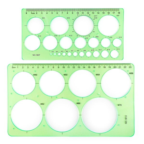 Ymapinc 2Pcs Circle Template for Drawing Drafting Geometric Circle Ruler