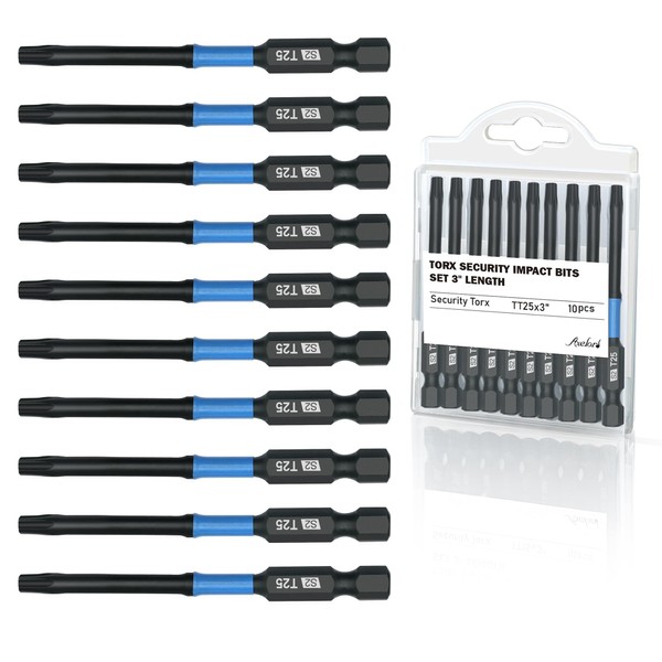 AXELORD 10Pcs Magnetic Torx Screwdriver Bit,1/4 "Hex Shank TT25 S2