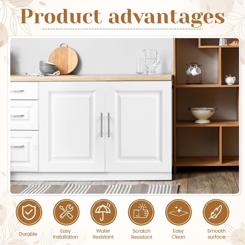 Memorywuu 2 Pcs Built-in Cabinet Doors with Silver Handles 16.25