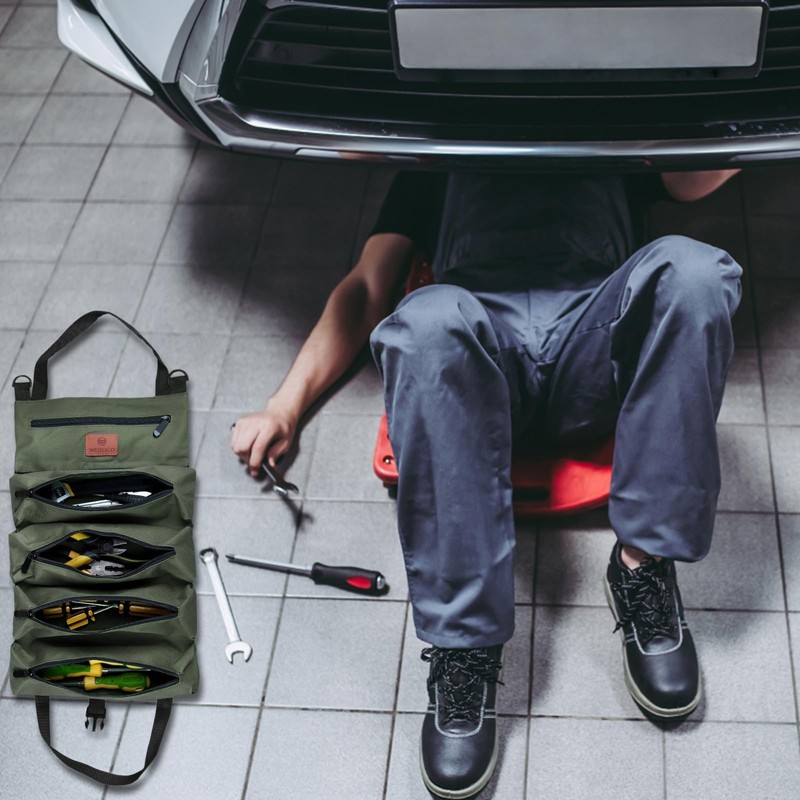 Tool Roll Bag, Canvas Wrench Tool Bag, Multi-Purpose Roll Bag