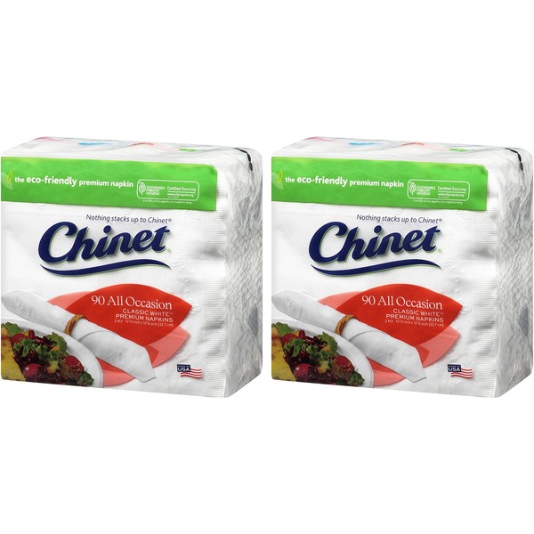 Chinet Classic White 2-Ply Napkins, 90 Count - Pack of 2