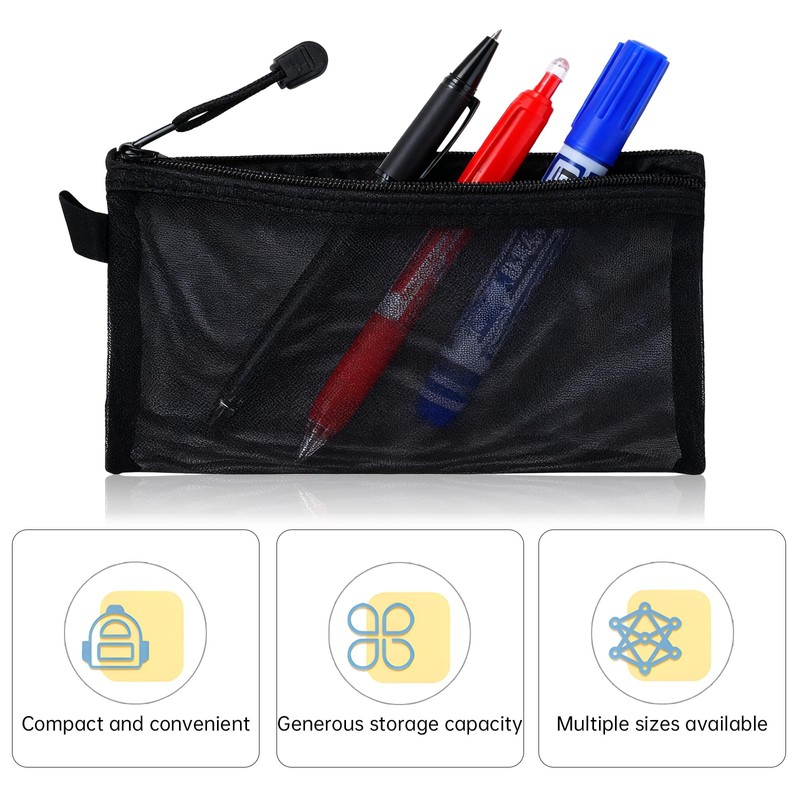 CNYMANY 4 Sizes Mesh Pouch, Nylon Mesh Bags With Zipper,