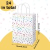 Pasimy 24 Pcs Rainbow Confetti Paper Gift Bags with Handles