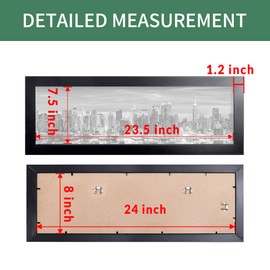 Giverny 8x24 Picture Frames Black 1 Pack, Wood 8x24 Panoramic Picture Frame for Wall Mounting, Simple and Classic Style Suitable for Decorating Houses, Offices, Hotels