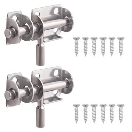 Xiciki Pack of 2 Stainless Steel Door Latch - Compact Deadbolt Locks for Doors, Bolt Latches and Sliding Latches with Screws - Ideal for Bathrooms, Sheds and Bedrooms (Including Screws)