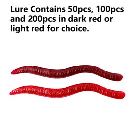 (50pcs Light Red) Fishy Smell Lifelike Earthworm Grub Worm Fishing Lure Bait, Freshwater & Saltwater Tackle Kit for Carp Trout and Barbel