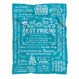 MUCHNEE Funny Best Friend Birthday Gifts for Women, BFF Gifts for Best Friends Sister Long Distance Friendship Gift for Christmas, Bestie Birthday Gifts for Women, Best Friend Throw Blanket 60"x50"