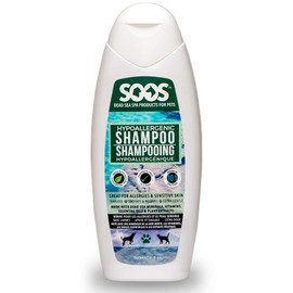 Soos Pet Dog Shampoo for Cats and Pets Hypoaller-genic Natural Dead Sea Minerals Fast Absorbing with Vitamins Essential Oils Natural Elements Antiba-cterial - 1x Pet Shampoo (500ml)