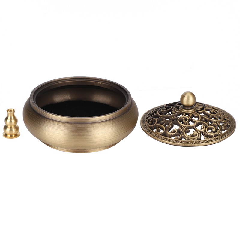 Household Brass Incense Burner Incense Burner Holders Craft Decoration (Round
