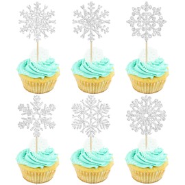 24 piezas de adornos de copos de nieve, copos de nieve, copos de nieve, copos de nieve, decoraciones de pasteles congelados, para baby shower, niños, cumpleaños, Navidad, fiesta, decoración de pasteles