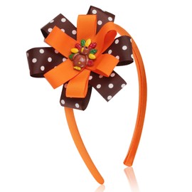 Comdoit Thanksgiving Headband Fall Bow Hairband Turkey Bowknot Autumn Headdress Design for Women Girls Kids Head Wear Gifts Thanksgiving Head Accessories