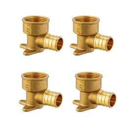 EFIELD Pex 3/4" x 3/4" NPT Drop-Ear Elbow Elbow Crimp Brass Fittings, ASTM F1807, Pack of 4