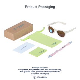 COCOSAND Toddler Baby Sunglasses with Strap Polarized Flexible Square Frame UV400 Protection for Kids Girl Boy Age 2-6, Matte Beige