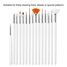 Nail Drawing Brush, Plastic+Nylon Hair Nail Art Liner Simple Line Drawing for Nail Painting for DIY(15-piece oil paint brush set white)