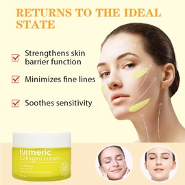 Crema facial calmante con colágeno, hidratante suavizante con manzanilla, aloe vera y cúrcuma para pieles sensibles, 50 ml