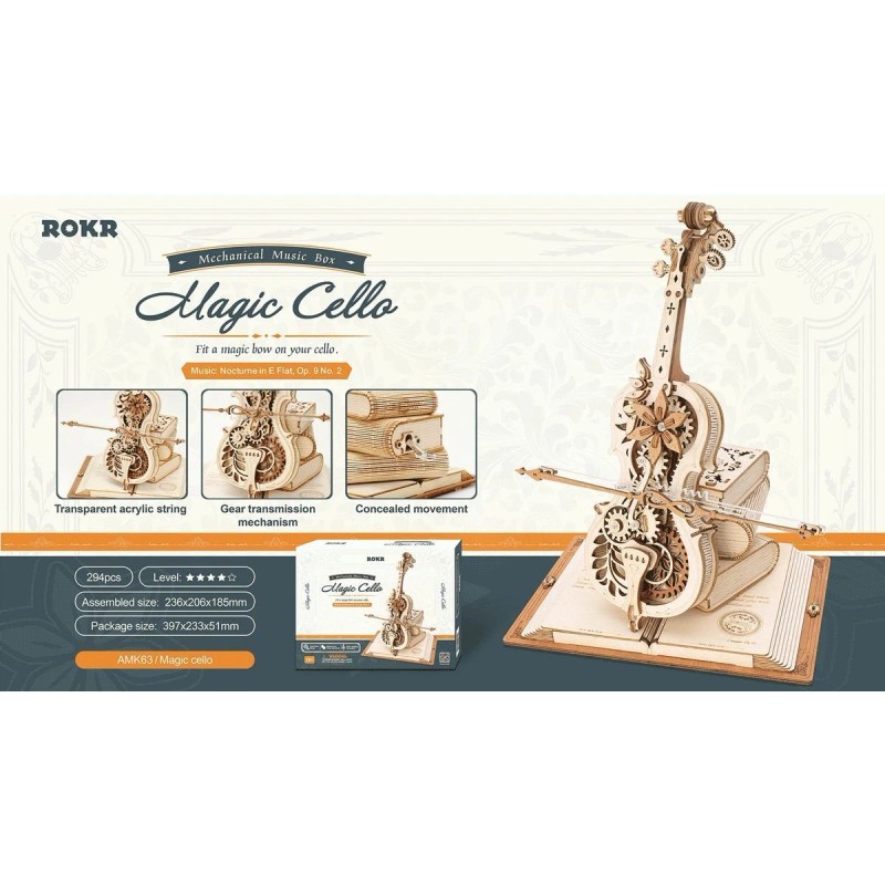 Big Sky Carvers Magic Cello Model 3D Puzzle Mechanical Music