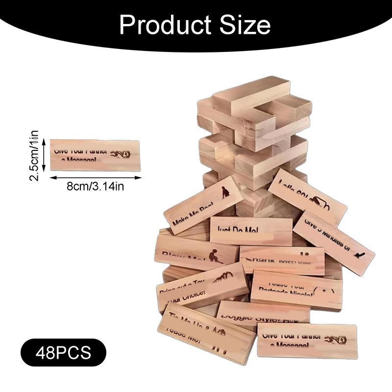 Classic Couples games Wooden Tumbling Tower Game - 48 wooden