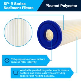 SpiroPure SP-R20-BB 10x4.5 20 Micron Pleated Polyester Sediment Water Filter Cartridge SPC-45-1020 (Case of 8)