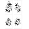 4 Sheets Swallow Heart Tattoos. Black Nautical Temporary Sticker Set.