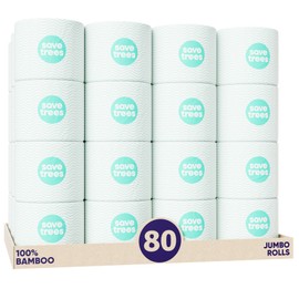 Save Trees Bamboo Toilet Paper -80 Rolls Of Septic Safe Organic Toilet Paper - 3-ply, 300 Sheets Per Roll - PFAs Free, FSC Certified, Plastic & Chemical Free -For Home, Boat& RV Use