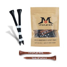 MAZEL Golf Tees Wood Tees Long Tees 2.8 inches (70 mm/83 mm) (Pack of 50 (Wood + Black)