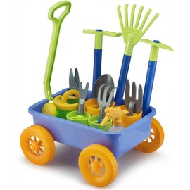 Liberty Imports Liberty Imports Pull Along Garden Wagon and Gardening Tools Toy Play Set for Toddlers, Kids with Outdoor Tools, Plant Pots, Accessories