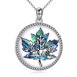 VENACOLY Mama Bear Abalone Shell Necklace 925 Sterling Silver Bear Pendant Jewellery Gifts for Women Bear Lovers