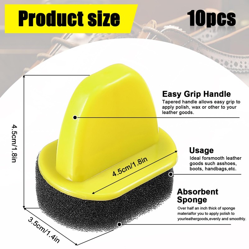 10 Pack Shoe Polish Sponge Applicators, Foam Dauber Shoe Shine