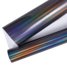 GIRAFVINYL Holographic Vinyl Black Permanent Adhesive Vinyl Roll 12” * 12 Feet,Black Holographic Viny for Home and Car Decorations, Cup, Sign, Windows, Plotters