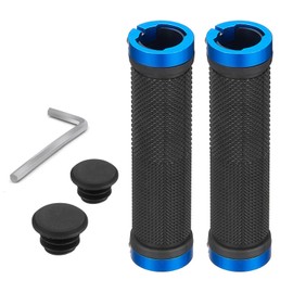 Bike Handlebar Grips, Soft Non-Slip Rubber Bicycle Handle Grip, with Double Lock for Scooter Urban Bike Tricycle Wheel Chair MTB BMX Foldable Bicycle (Blue)