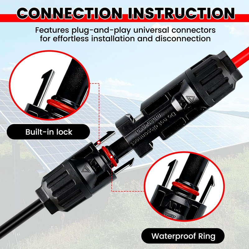 Solar Cable Entry Gland with 10Ft 10AWG Solar Extension Cable