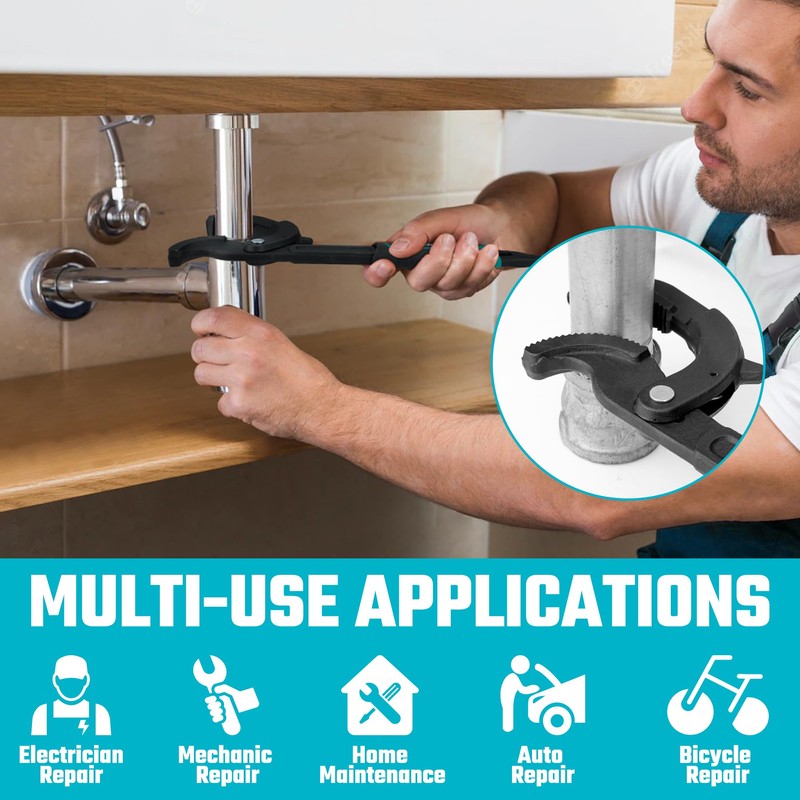 DURATECH Multi-function Adjustable Pipe Wrench Set, 2-Piece, Quick Self-Adjusting, Power