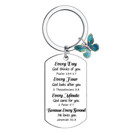 Christian Gifts for Women Men Religious Gifts Butterfly Keychain Baptism Gifts Bible Verse keychain Christian Keychain Accessories Faith Gifts Easter Birthday Gifts for Friends Pastor Catholic Gifts