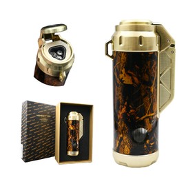 Torch Lighter,Triple Jet Flame Refillable Windproof Adjustable Butane Gas Lighter with Punch for Candle,Camping,Grill (Fuel Not Included)