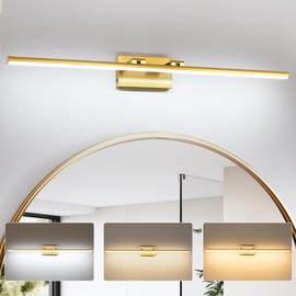 BrkNit 40 Inch LED Vanity Light (3000K/4000K/6000K, Dimmable) - Modern Brass Bathroom Light Fixture Over Mirror with Angle Adjustable Bar