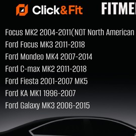 Click&Fit Adjustable Windshield Washer Nozzles Replacement for Ford Focus Mk3 2012-2018, Mondeo 2007-2014, Fiesta 2001-2007, C-max; wiper spray jet (2-Way)