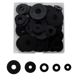 Yinluluna 50Pcs Flat Rubber Washers Assortment Kit, 5 Sizes (16/18/20/25/30mm) Black Rubber Flat Washers for Faucets, Shower Head, Screws, Bolts, Garden Hose or Household Plumbing
