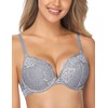 Wingslove Women's Push-Up Bra with Floral Lace, Padded, Underwired, Comfort