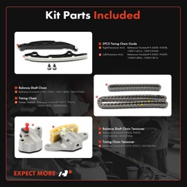 A-Premium 6PCS Engine Timing Chain Kit W/Guide & Sprocket Compatible with Nissan & Infiniti - Altima 2014-2018, Rogue 2014-2016, Murano 2016, Pathfinder 2014-2015, QX60 2014-2017 - L4 2.5L