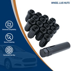 Torquizo M12x1.5 Wheel Lug Nuts for Polaris Ranger XP 900/1000, General 1000, RZR S 900, XP 1000, Honda Pioneer 500, 700, 1000 - Black Spline Lug Nuts with 19mm/21mm Hex Key