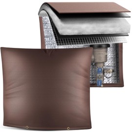 Outdoor Pipe Insulation Cover, Waterproof Backflow Preventer Cover for Winter Freeze Protection, Heavy-Duty 5-Layer Fabric Insulated Wrap for Sprinklers and Valves 30W x 24H inches - Brown